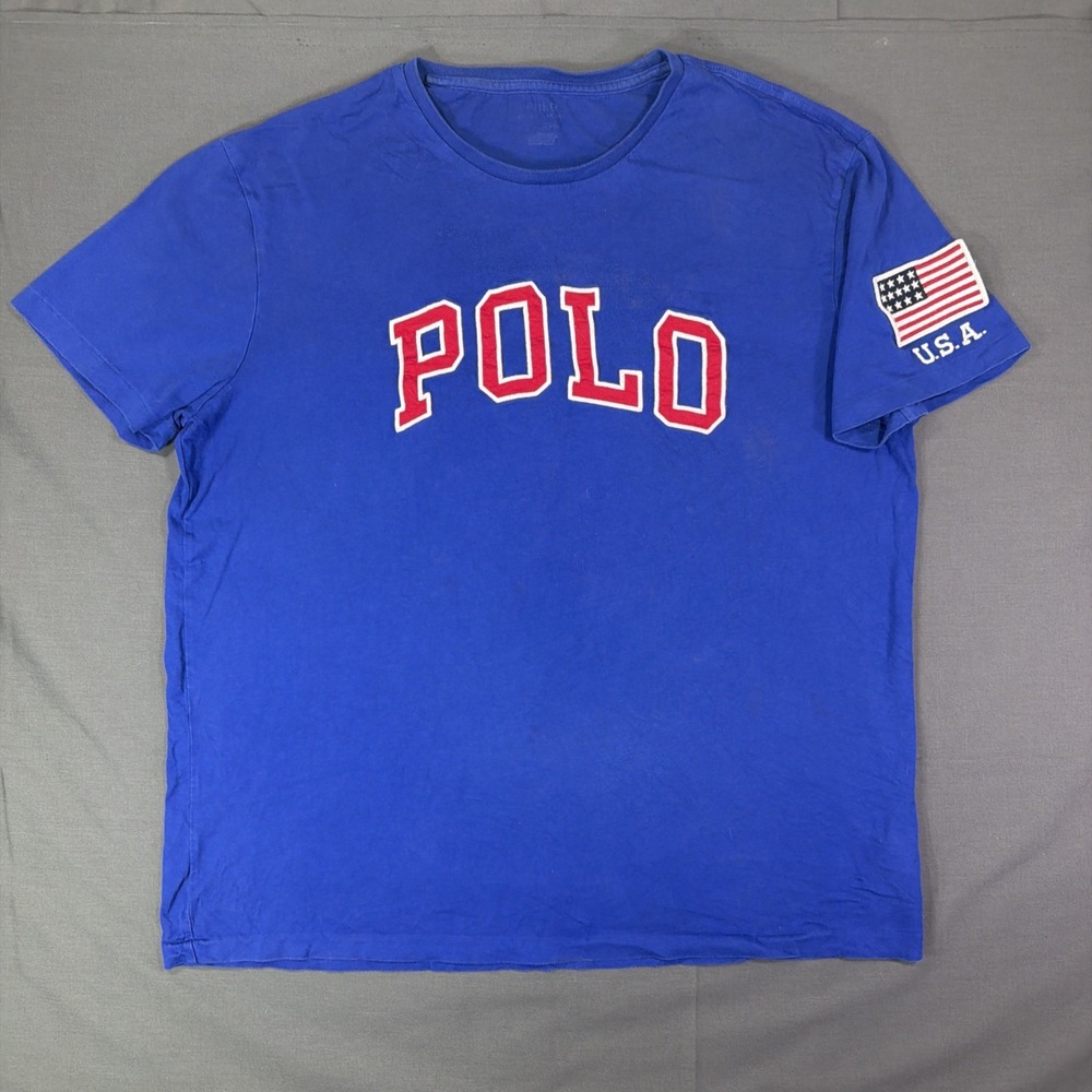 Polo Ralph Lauren men's crewneck T-shirt large front logo graphic US flag L